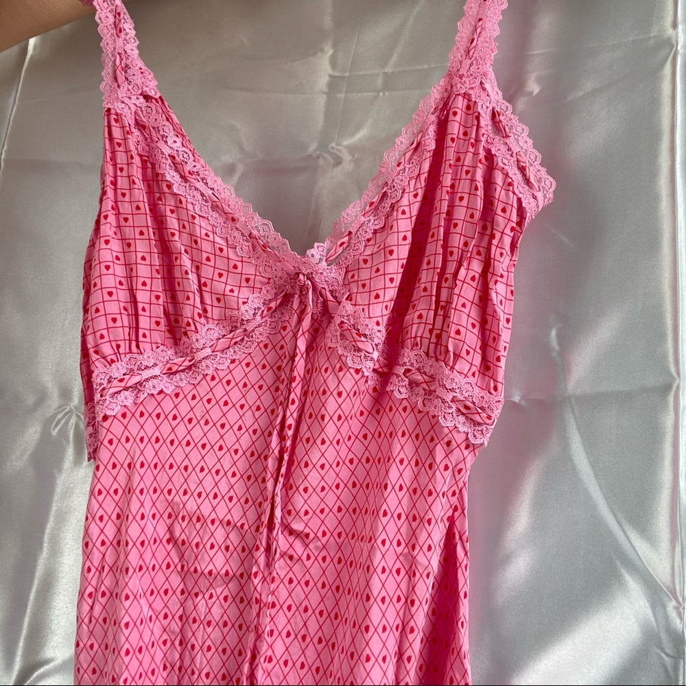 pink and red heart print betsey johnson dress